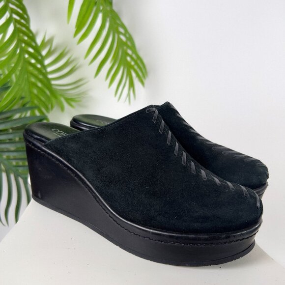 Womens Vintage Y2K Cordani Black Suede Boho Chunky Platform Slip On Clogs / 7 - Picture 6 of 6